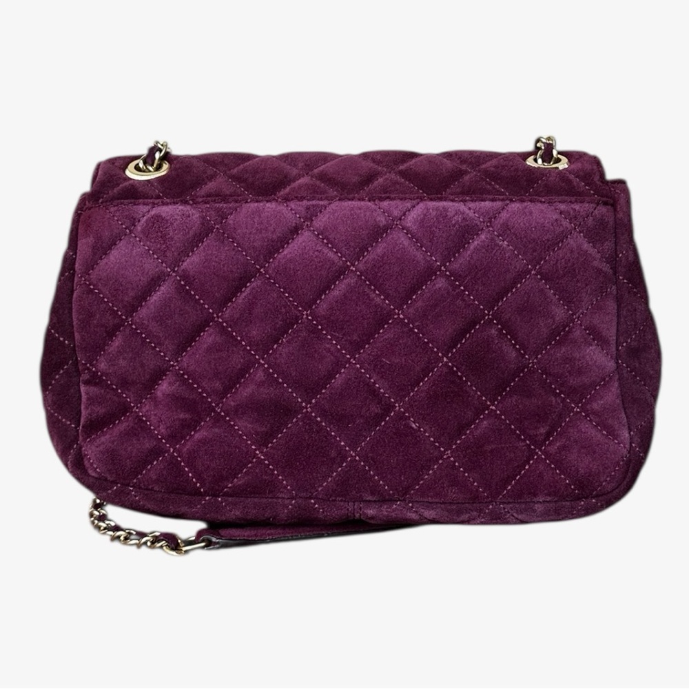 Michael Kors Quilted Plum Suede Shoulder Bag with Gold Chain - Picture 2 of 16